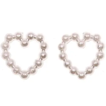 10VNT Naujas Subtilus Baltųjų Perlų Žavesio 3D Nagų Dailė Papuošalai Širdies formos Dizainas 