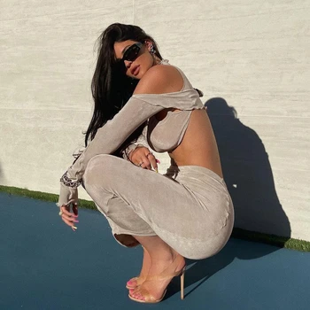 Tossy Kylie Jenner ' s Apranga Moterims 2021 Dizaineris Tuščiaviduriai Iš Apkarpytos Viršų Ir Suknelę 2 dalių Komplektas Vasaros Mados Streetwear Karšto