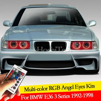 BMW E36 3 Serijos su Euro žibintai 1992-1998 Automobilių Stilius Pieno 16 spalvų RGB LED Angel Eyes Halo žiedas Rinkinys