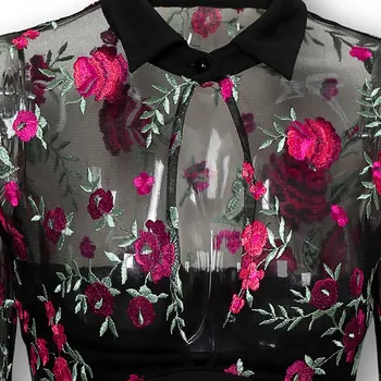 Mados Moterų Vien Akies Gėlių Siuvinėjimo Tinklelio, Atsitiktinis Kratinys Darbo Suknelė 2021 Naujas Madingas Karštą Vasaros Suknelės Moterims
