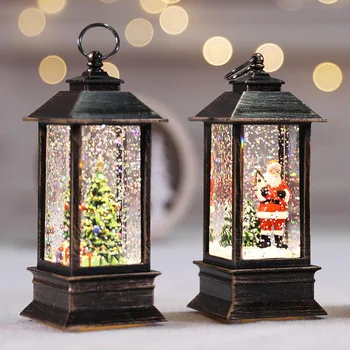 Dovana LED Kalėdų Crystal Šviesos Pasukti Blizgučiai Kalėdos Maži Žibinto Lempa Naujųjų Metų Vaikų Sniego Pasaulyje Deco Santa Claus Mažų Naftos Lempos