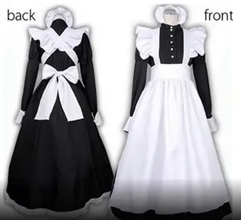 Britų ilgai stilius Kavinė Tarnaitė Suknelė Juoda ir balta suknelė Japanese Lolita cute Princesė Dress tarnaitė didelis fake mergina Cosplay suknelė