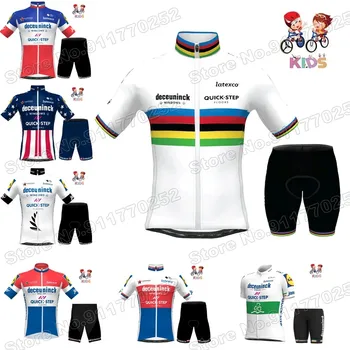 2021 Quick Step Dviračių Džersis Vaikai Nustatyti Pasaulio Čempionas Berniukų, Mergaičių Dviračių Drabužiai Vaikams Race Road Bike Kostiumas Maillot Cyclisme