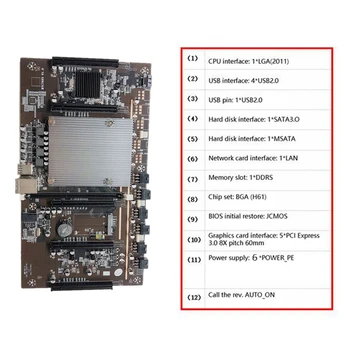 BTC Kasybos Plokštė+6X6Pin Dual 8Pin Kabelis LGA 2011 DDR3 Palaiko 32G 60mm Pikis Paramos RTX3060 Kortelę Miner