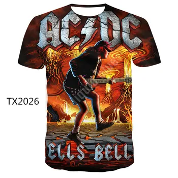 Laiško Spausdinimo Roko Viršuje Vasaros AC/DC Brand T-shirt vyrai Juokinga, Atsitiktinis Vaikų 3DT Marškinėliai Mados Nauja, T-shirt