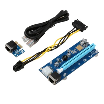 Kompiuterio Kabelį ir Jungtis PCIE Riser Card PCI Express 1X PCIE į 16X Adapteris 6Pin 4Pin Molex Maitinimo Kabelis RJ45 už Miner Kasyba