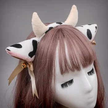 Cosplay karvės ausis ausis lankas varpai cute Lolita reikmenys, plaukų aksesuarai
