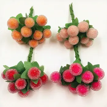 10 VNT (1 cm/a) mažos uogos dirbtinės gėlės granatų red cherry stamens vestuvių modeliavimas stiklo Kalėdų dekoracijos