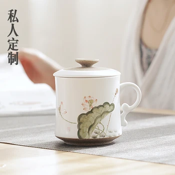 Ranka-dažytos keramikos arbatos puodeliai atskiras puodeliai su dangčiu, filtru, taurės, dovanos postas ženklas taurė