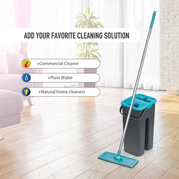 Mop valymas grindų hands-free mop su kaušu, rankų mopping grindų namų virtuvės grindų valymo įrankis mop kibiras