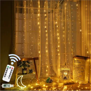 Nuotolinio LED String Žibintai Užuolaidų USB Baterija Pasakų Žibintai Led Girliandą Vestuves Žiburiai Kalėdų Puošmena Namų Dekoro