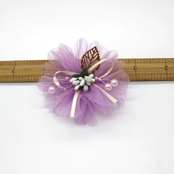 5PC Šifono gėlių drabužių priedai corsage plaukų priedai, medžiagos, aksesuarai, didmeninė kristalų chrysanthemum