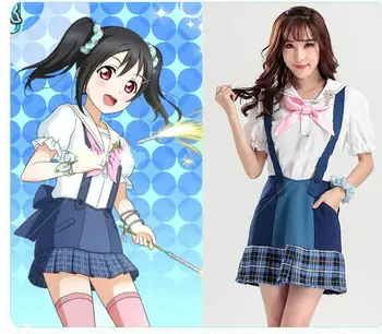 Cosplay, Anime Love Live Nishikino Maki Pažadinti Kostiumai Mergaičių Kawaii Karinio Jūrų Laivyno Jūreivis Kostiumas Suknelės Mokyklines Uniformas Suknelė