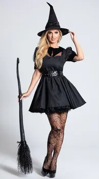 Helovinas naujas Klasikinis temperamentas juoda gazas ragana kostiumas naktį vaiduoklis mažai ragana dress žaidimas Cosplay drabužių didmeninės
