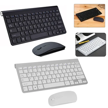 2.4 G Belaidė Klaviatūra su Bevielės Pelės, Nešiojamų USB Imtuvas-Ultra plonas Klaviatūra, Pelė Combo Notebook Laptop KOMPIUTERIO