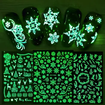 9 stilius / gabalėlį nagų dailės šviesos lipdukas ins Kalėdų Snaigės-Elk-Laiškas Šviesos Nagų 3D Nagų Dailė 