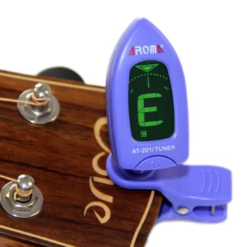 Aromatas Mini Clip-on LCD Gitaros Derintuvas 360 Laipsnių Pasukti Įrašą apie Bosinė Gitara Chromatines Smuikui ir Havajų AT-201 Mėlyna