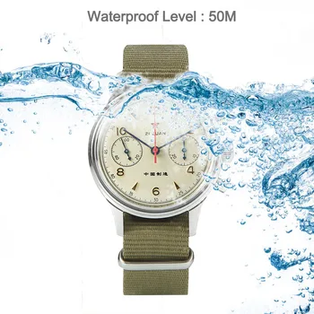 žuvėdra 1963 ST1901 judėjimo 40mm žiūrėti vyrams, prabangus laisvalaikio klasikinis karinės chronograph žiūrėti sapphire atsparus vandeniui nailono diržas