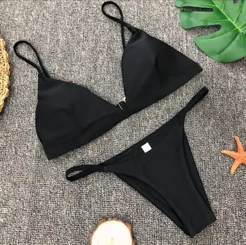 2020 Seksualus Bikini Kietas Push Up Bikini Komplektas 2 Gabalas Kamšalu Liemenėlės Dirželiai Mažas Juosmens maudymosi kostiumėlis Beach Moterų maudymosi Kostiumėliai Moterims Biquini