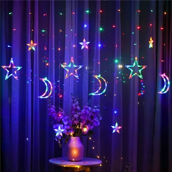 ES 220V, Dekoracijos, Žibintai Moon Star LED Lempos Pasakų String Šviesos Girlianda Dekoro Namuose Kalėdų Prekių Kalėdų Šviesos
