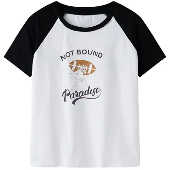 Vasaros Drabužių Moterims Mados moteriški marškinėliai 2021 Medvilnės Ponios Prarasti Raidė O Kaklo Spausdinti trumpomis Rankovėmis T-shirt