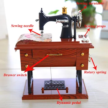 Kūrybinio Derliaus Music Box Mini Siuvimo Mašina Stiliaus Mechaninė Gimtadienio Dovanų Stalo Dekoro ir namų dekoro priedai TDH