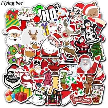 Flyingbee 50 vnt Kalėdų tema Vandeniui Lipdukas Nešiojamas Bagažo Sienų Lipdukai Namų Kalėdų dekoracijos, dovanos X0713