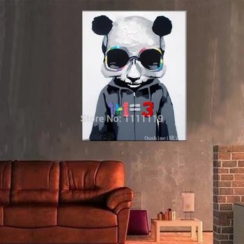 Naujos Panda Paveikslų Ranka Nutapė Paveikslą Ant Drobės Modernios Sienos Menas Abstraktus Panda Gyvūnų Rankų Darbo Dekoro Pakabinti Naftos Paveikslai