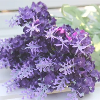 10Heads/Puokštė Romantiška Provanso Dirbtinių Gėlių Violetinė Levandų Puokštė su žaliais Lapais, Namų, Sodo Puošmena