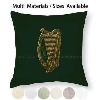 Aukso Airijos Arfa Pagalvės Užvalkalą Mesti Pagalvę Padengti Medvilnės Skalbiniai Linų Airija Airijos Arfa Rožinė Arfa Ant Žaliosios Backgound Muzika