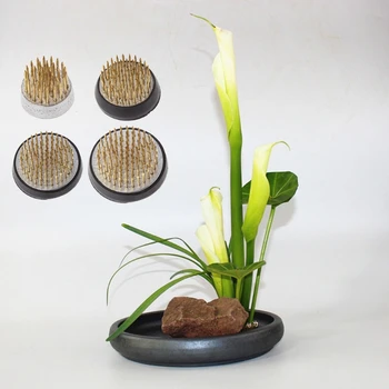 Raundas Ikebana Kenzan Gėlių Varlė Su Gumos Tarpiklis Meno Fiksuotojo Organizuoti Įrankiai