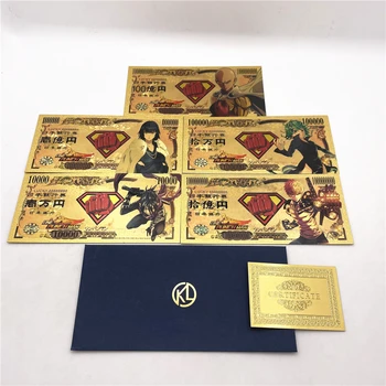 Japonų Manga serijos viena-punch/hunter/JoJo/sprited-away/Zeldaa/Super Herojus aukso plastikinės kortelės gerbėjai suvenyrų Banknotų Kupiūromis