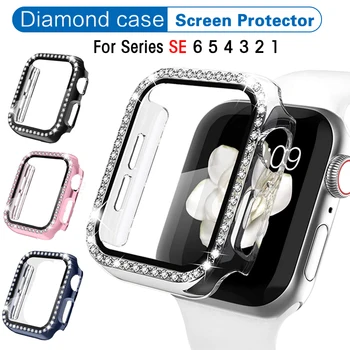 Deimantų Žiūrėti Atvejis su Screen Protector for Apple Žiūrėti Serija 6/5/4/SE 44mm 42mm-Ultra Plonas Visiškai Padengti Atveju 38mm 40mm