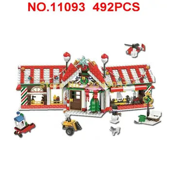 11093 492pcs Kalėdinis Advento Kalendorius Festivalis Santa Claus Namų Statyba Blokas 4 Žaislas