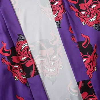 Japonijos Penkių punktų Rankovėmis Kimono streetwear marškinėliai Velnias Visas Spausdinimo vasaros harajuku prarasti havajų marškinėliai camisa masculina