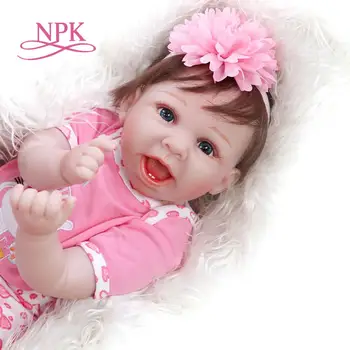 NPK 55CM bebe lėlės reborn baby tikroviška nekilnojamojo liesti minkštas kūno naujagimio šypsena veide laimingas lėlės Kalėdų Dovana