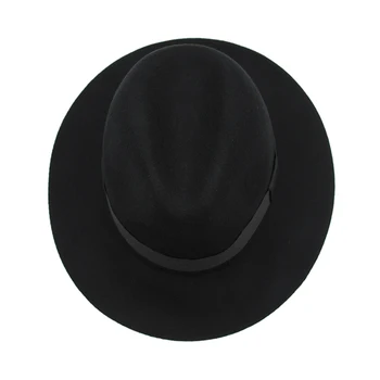 Klasikinis Vilna Fedora Skrybėlę didelis Kraštų Juostelės Kepurės moterims, Vyrams, Floppy Top Hat