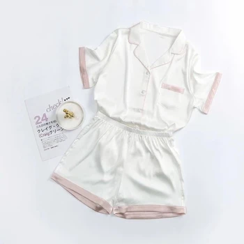 2021 M. Vasarą Naujosios Ponios Medvilnės Trumpomis Rankovėmis Šortai Pižama Kostiumas Mielas Širdies Formos Plonas Skirsnio Namų Paslauga Kostiumas Moteris Sleepwear