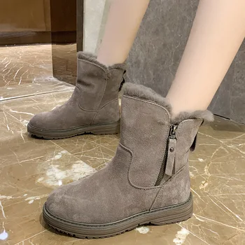 Medvilnės batai, moteriški batai, 2021 m. žiemą, suapvalinti tne mados pusėje užtrauktukas vidurio vamzdis plius kašmyras Martin batai atsitiktinis butas sniego batai