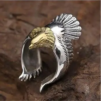 2017 karšto pardavimas naujų mados metalo erelis atidarymo žiedas asmenybės paukščio erelio sparnas reguliuojamas žiedas vyrams unisex juvelyrikos