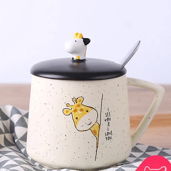 Kūrybos tendencija mielas keramikinis puodelis moteris studentų Korean versija, su dangteliu šaukštas, puodelis puodelis namų pusryčių kavos puodelio