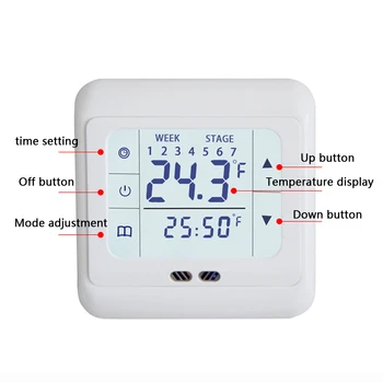 Thermoregulator Jutiklinis Ekranas Šildymo Termostatas už Šiltas Grindų Elektrinio Šildymo Sistema, Temperatūros Reguliatorius