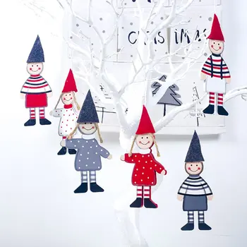 Kalėdų Girliandos Mediniai Berniukas, Mergaitė, Kalėdų Eglučių Kūrybos Apdailos Mažas Kabo Du Vnt Spaudiniais