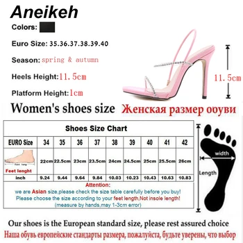 Aneikeh 2021 m. Vasarą PVC Saldus Mados Kristalų Seklių Aukštakulnius Sandalus, Ribojasi Zapatos De Mujer Aikštėje Kojų Moterų Bateliai 35-41