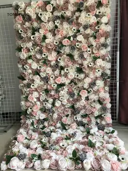 TONGFENG 4ft*8ft Fleurs Artificielles Šilko Rožė, Bijūnas 3D suristi Gėlių Sienų Plokštės Vestuves Fone Apdailos Runner