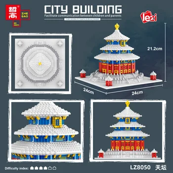 LEZI LZ8050 Mini Diamond Mažų Dalelių Architektūros Modelis Serija Tiantan Modulinė Statyba Blokai, Plytos Vaikų Žaislas