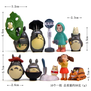 10vnt/Set Anime Mano Kaimynas Totoro Animacinių filmų Kūrybos PVC Lėlės Veiksmų Žaislas Duomenys Micro Sodo Decoraiton
