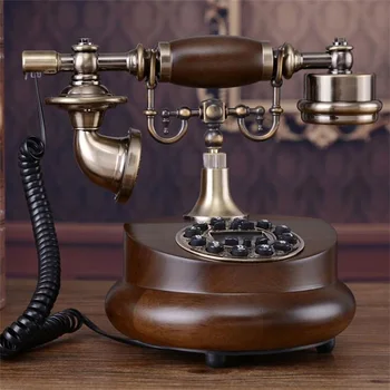 Medžio masyvo Skaitmeninio Fiksuotojo ryšio Telefono Classic Vintage Senoviniai Telefono Senamadiškas Mygtuką Dial Namų Telefono Apdaila