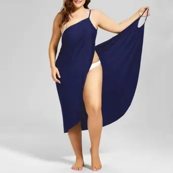 Plius Dydis Vasaros Beach Sexy Moteris Vientisos Spalvos Wrap Dress Bikini Padengti Iki Sarongs Suknelės Moteris Vasarą 2021